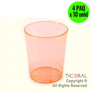 VASO CONICO NARANJA FLUO 4 PAQUETES X 10 UNIDADES